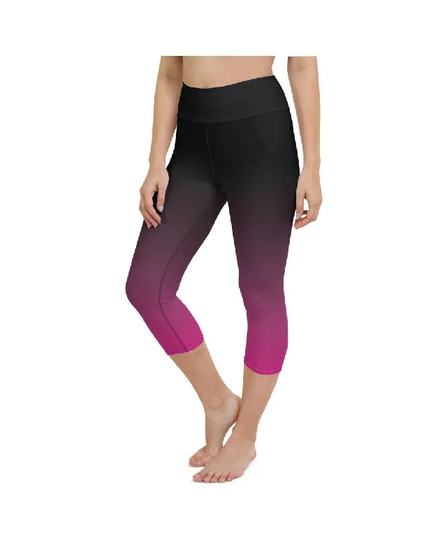 Best Performance Yoga Pants for Flexibility -Ombre Black to Pink Yoga Capris