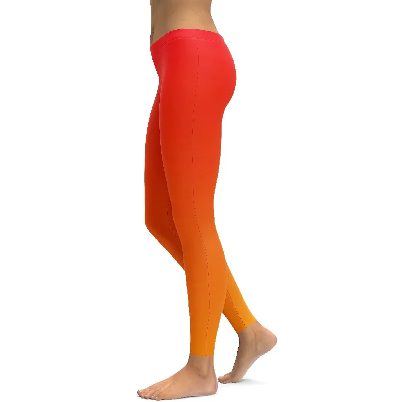 Yoga Pants for Full Range of Flexibility -Ombre Hot Orange Leggings