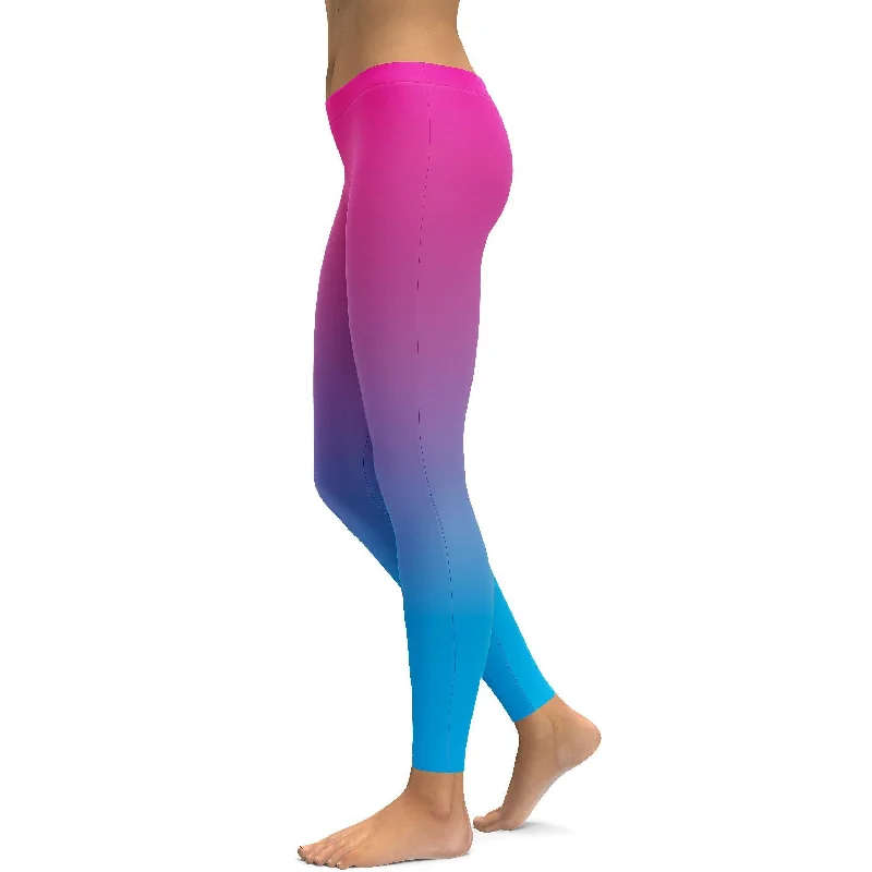 Comfortable Yoga Pants -Ombre Pink to Blue Leggings