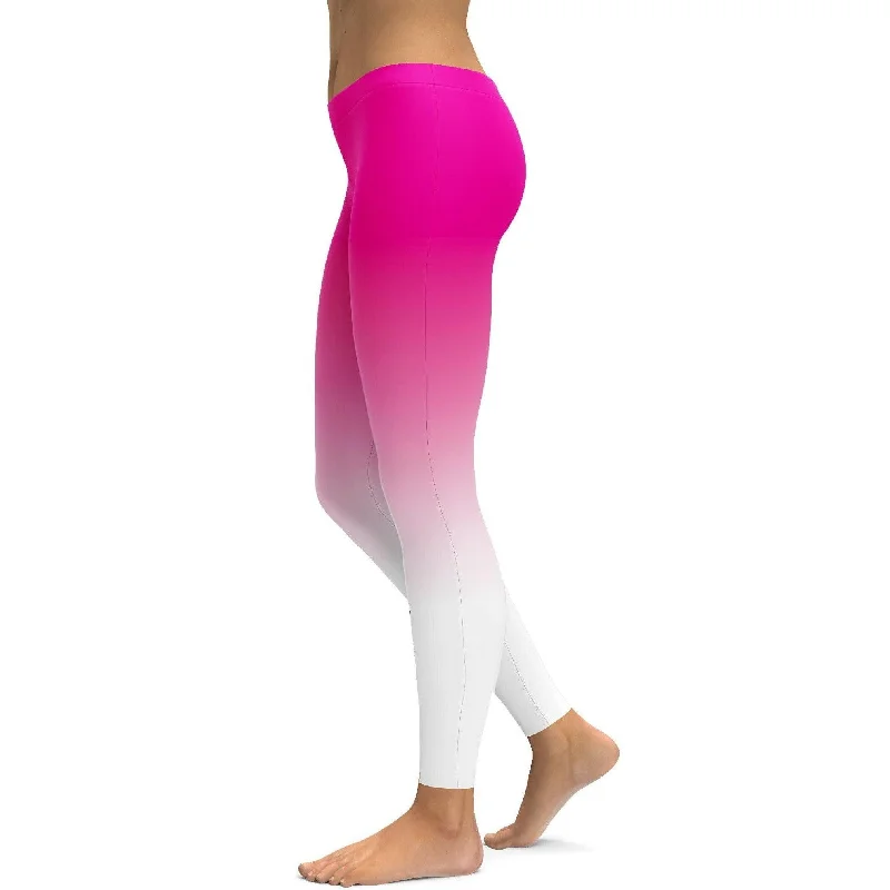 Yoga Pants for Sculpting -Ombre Pink to White Leggings