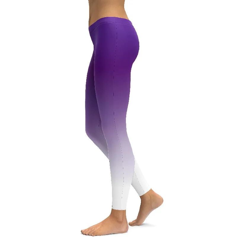 Yoga Pants for Strength Building -Ombre Purple to White Leggings