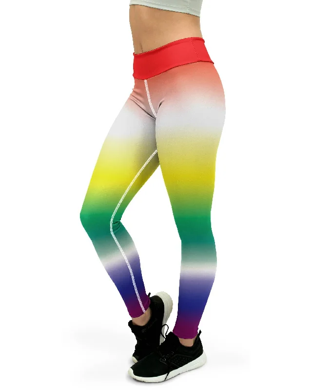 Full-Length Yoga Pants with Compression -Ombre Rainbow Yoga Pants