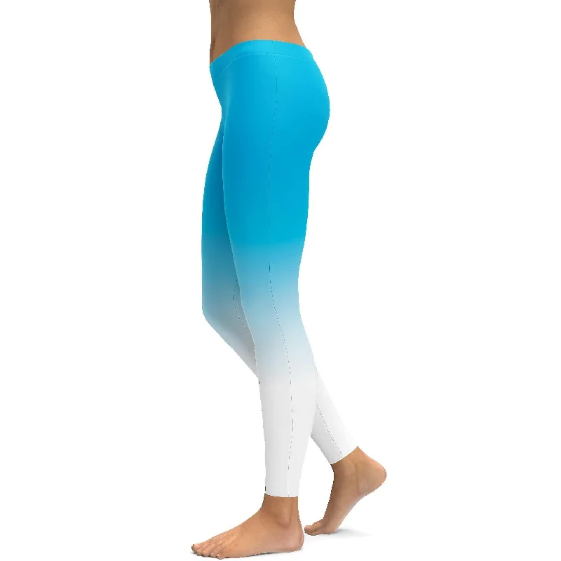 Best Yoga Pants for Women -Ombre Sky Blue to White Leggings