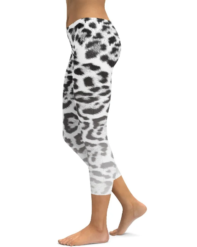Yoga Pants for Deep Poses -Ombre Snow Leopard Skin Capris