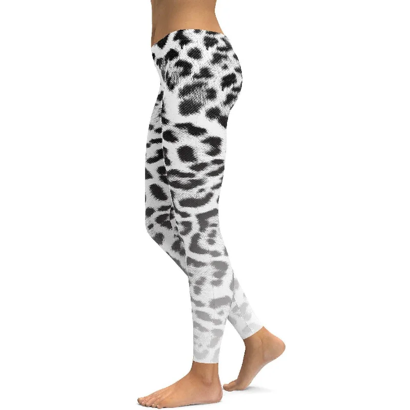 Yoga Pants for Deep Breathing Practice -Ombre Snow Leopard Skin Leggings