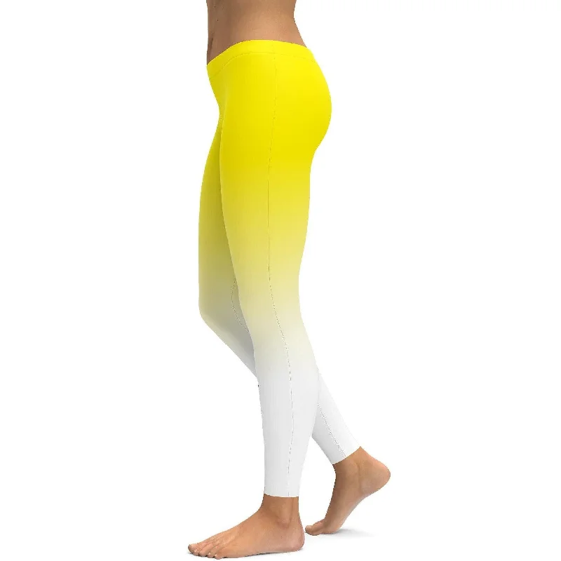 Eco-Friendly Yoga Pants -Ombre Yellow to White Leggings