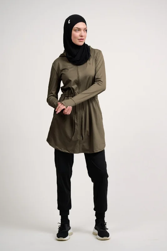 Yoga Tops for Better Posture Support -On-The-Go Jacket- Olive Green