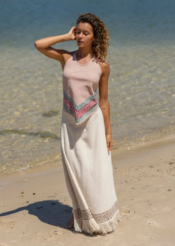 Loose Yoga Tops for Breathability -Oneness Top - Pink and Blue Print