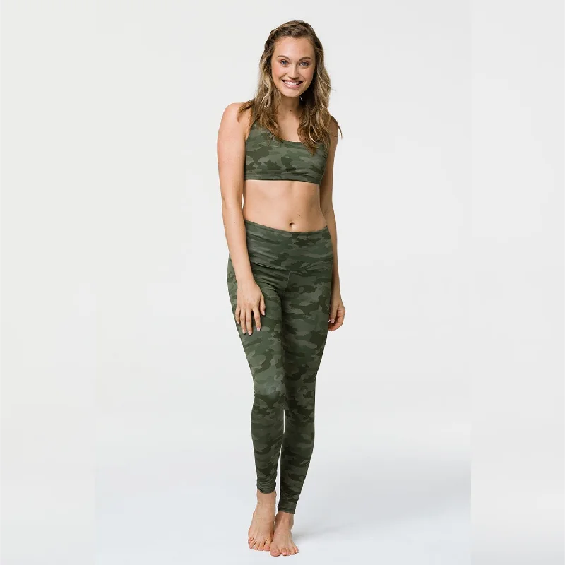 Yoga Pants for Deep Poses -High Rise Leggings - Moss Camo