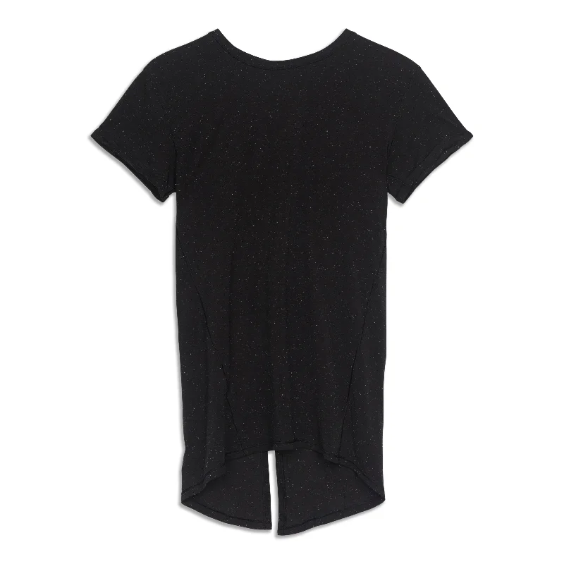 Women's Yoga Tops with Supportive Features -Open Up Tie Back T-Shirt - Resale