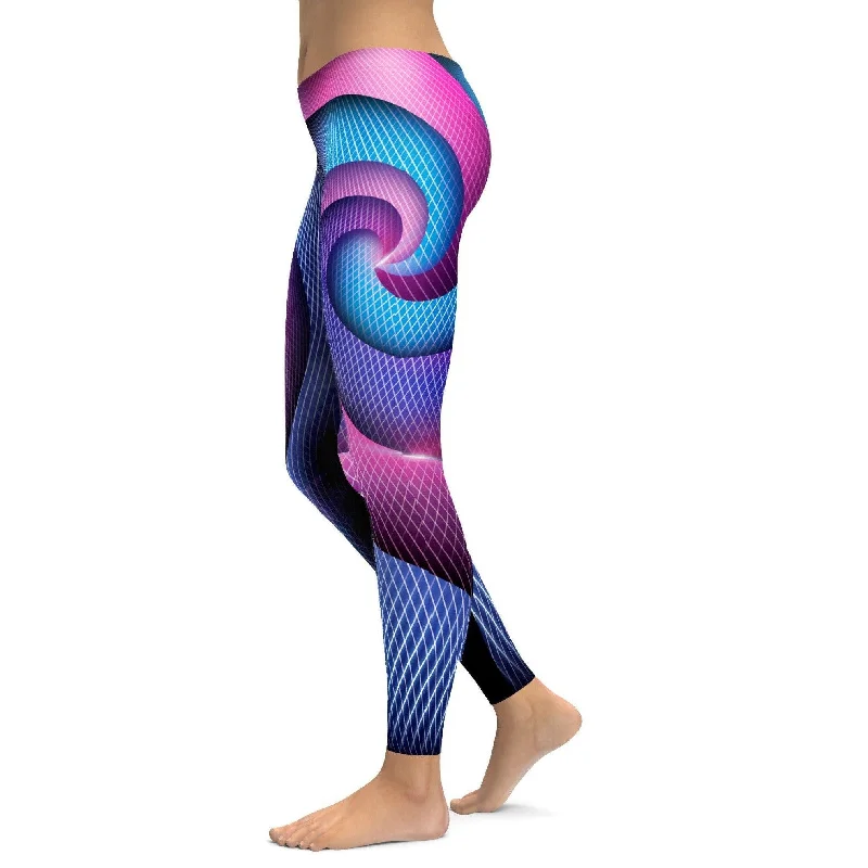 High Compression Leggings -Optical Illusion Colorful Swirls Leggings