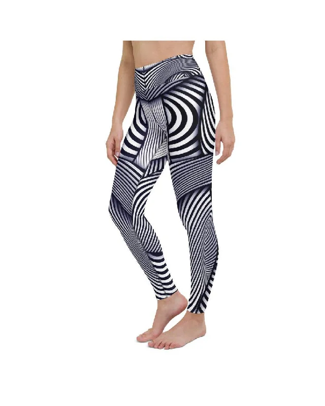 Lightweight Yoga Pants for Quick Movements -Optical Illusion Stripes Yoga Pants