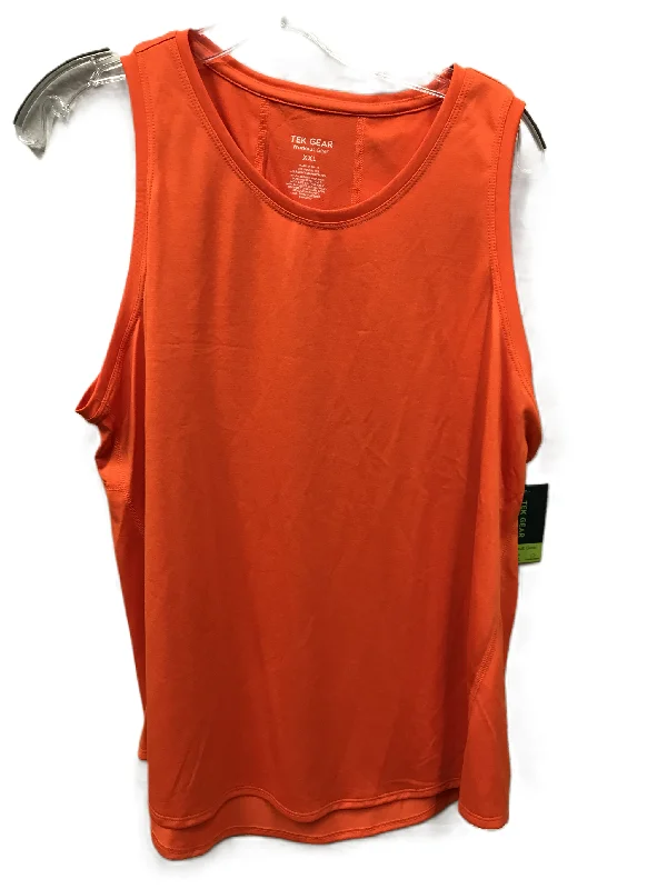 Women's Yoga Tops for Flexibility -Orange Athletic Tank Top By Tek Gear, Size: 1x