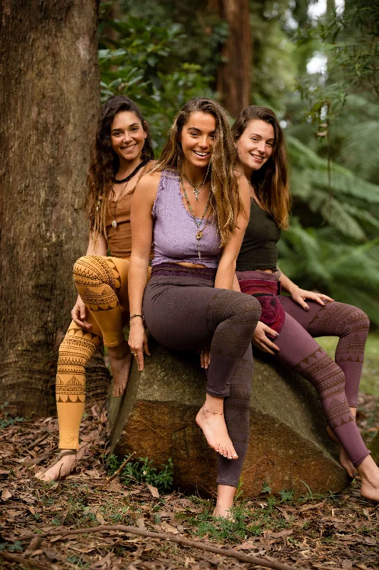 Comfortable Yoga Pants for All-Day Wear -Organic Tribal Leggings - Honey