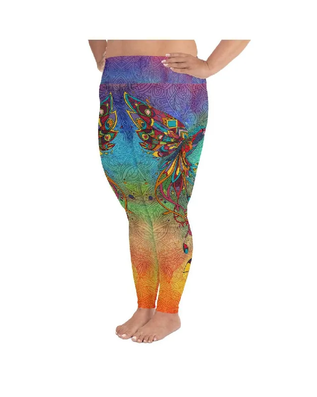 Comfortable Yoga Pants for All-Day Wear -Ornamental Hummingbird Plus Size Leggings
