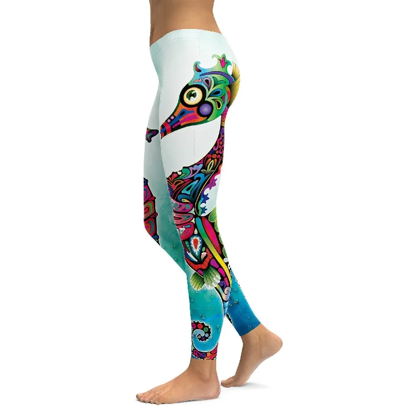 Yoga Pants for All Body Types -Ornamental Seahorse Leggings