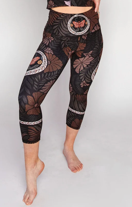 Yoga Pants for Long Workouts -Ouroboros Printed Yoga Crops