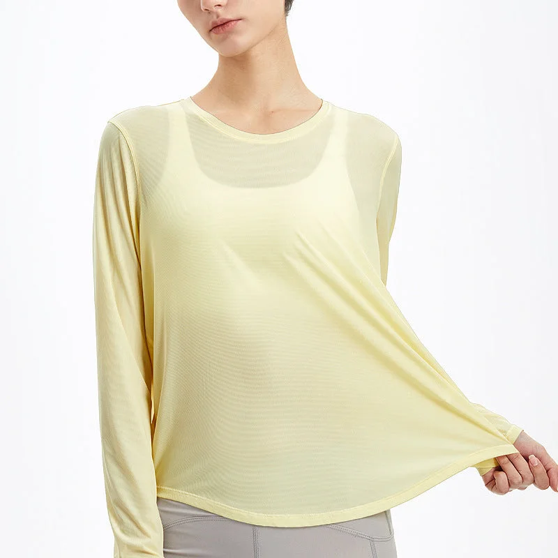 Yoga Tops with Adjustable Straps for Better Fit -Outdoor yoga top women loose running fitness wear top smock quick dry long sleeve