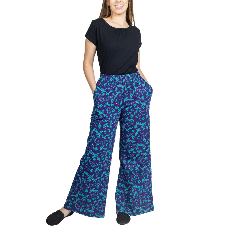 Comfortable High-Waisted Yoga Pants -Outer Space Palazzo Pants