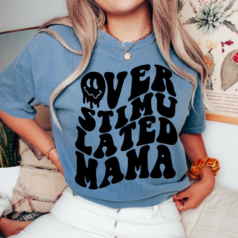 Women's Yoga Tops for Warm Weather Practice -Overstimulated • Blue Jean Dyed Tee