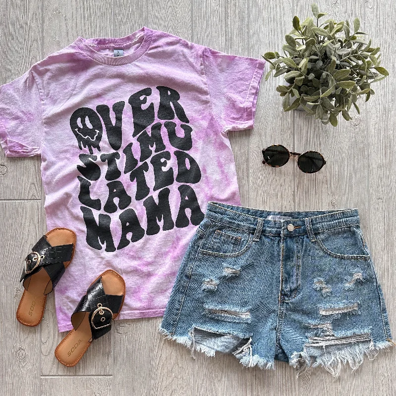 Yoga Tops with Mesh Fabric for Breathability -Overstimulated • Lilac Tie Dye