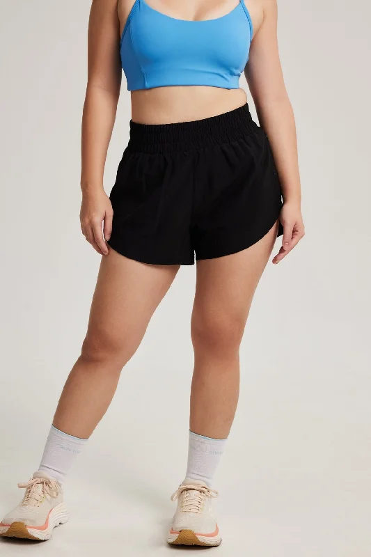 Yoga Shorts for Full Flexibility Movement -Pace Yourself Shorts in Black Sesame