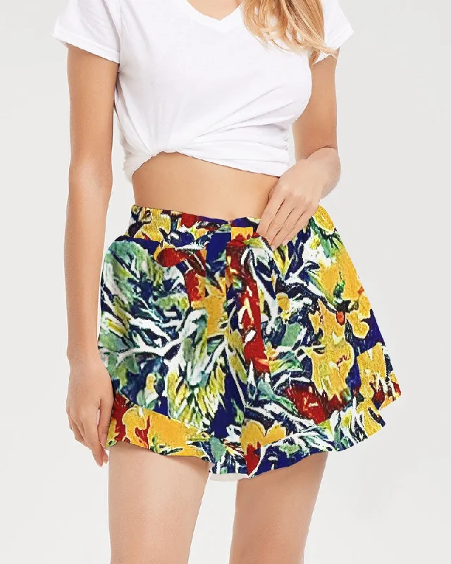 Yoga Shorts for Active Training -Painted floor design Women's All-Over Print Ruffle Shorts Yoga Shorts for Active Training -Painted floor design Women's All-Over Print Ruffle Shorts
