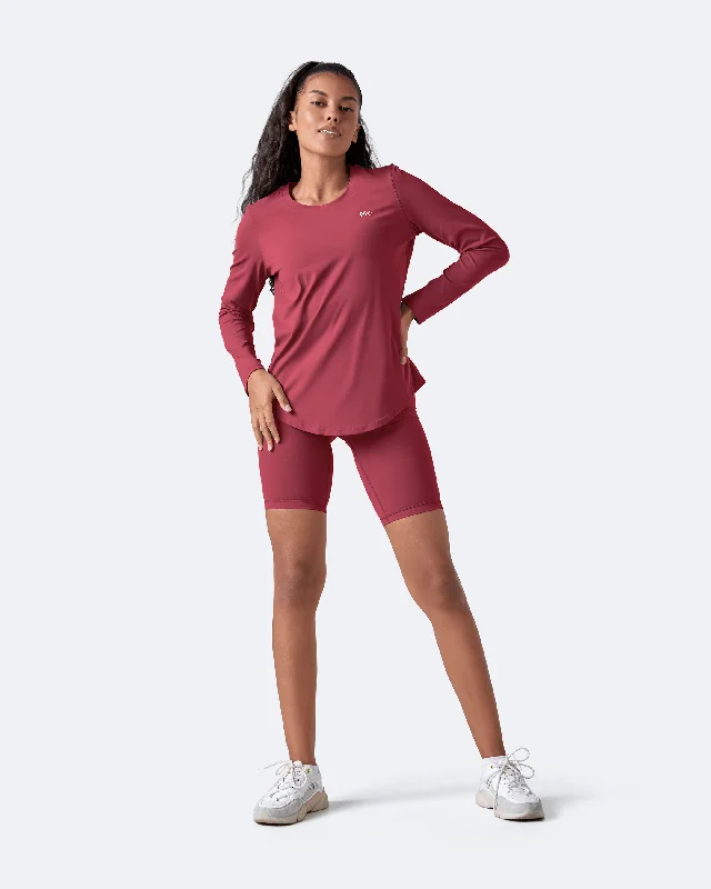 Yoga Tops for Core Fitness Training -Passionate Red Long Sleeve