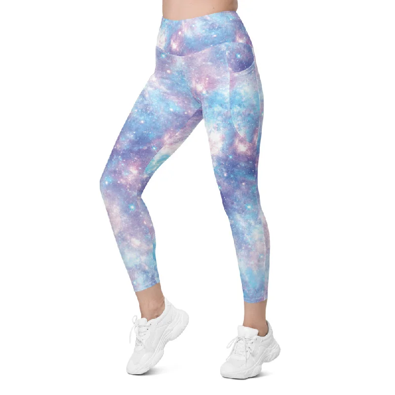 Stylish Leggings for Yoga and Gym -Pastel Galaxy Leggings with Pockets
