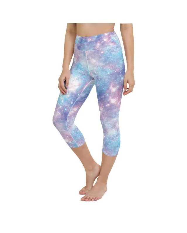 Flexible Fit Yoga Pants -Pastel Galaxy Yoga Capris