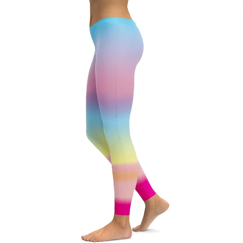 Yoga Pants for Dynamic Movements -Pastel Rainbow Leggings