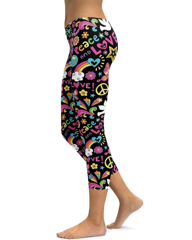 Comfortable Yoga Pants for Flexibility -Peace and Love Capris