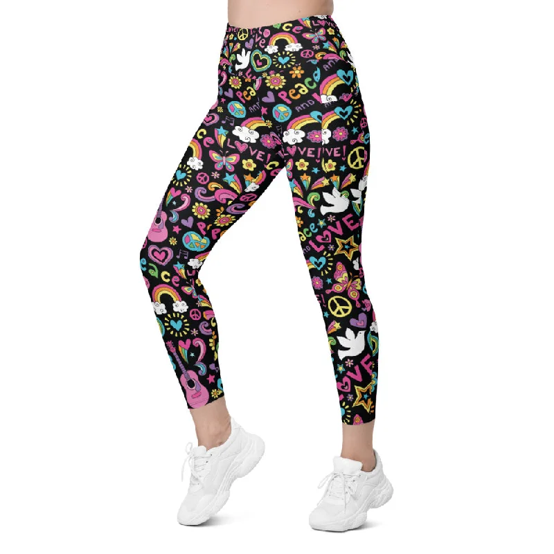 Stylish Leggings for Yoga -Peace and Love Leggings with Pockets