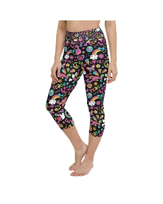 Yoga Pants for Active Women -Peace and Love Yoga Capris