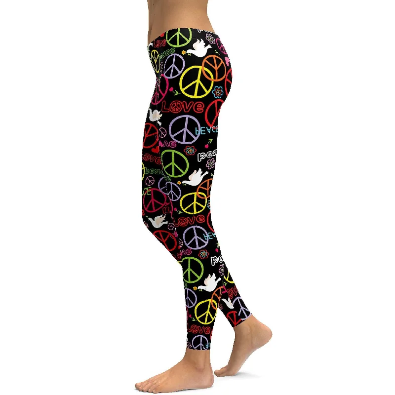 Yoga Pants for Stability and Stretch -Peace Symbol Leggings