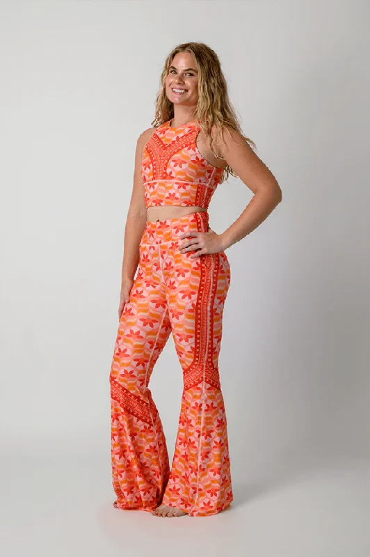 Yoga Pants for All Body Types -Peach Out Printed Bell Bottoms 2.0