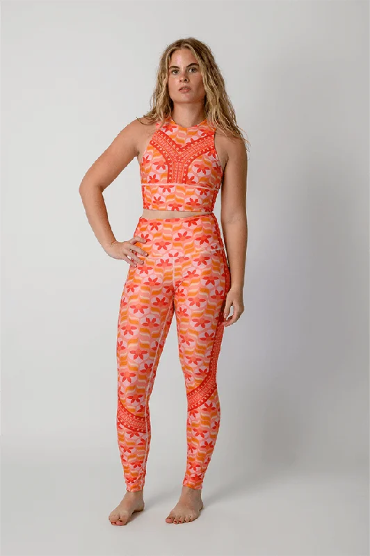 Breathable Full-Length Yoga Pants -Peach Out Printed Yoga Leggings