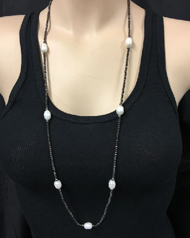 Yoga Shorts for Core Strength and Flexibility -Pearl and Crystal Necklace Black Pyrite Yoga Shorts for Core Strength and Flexibility -Pearl and Crystal Necklace Black Pyrite