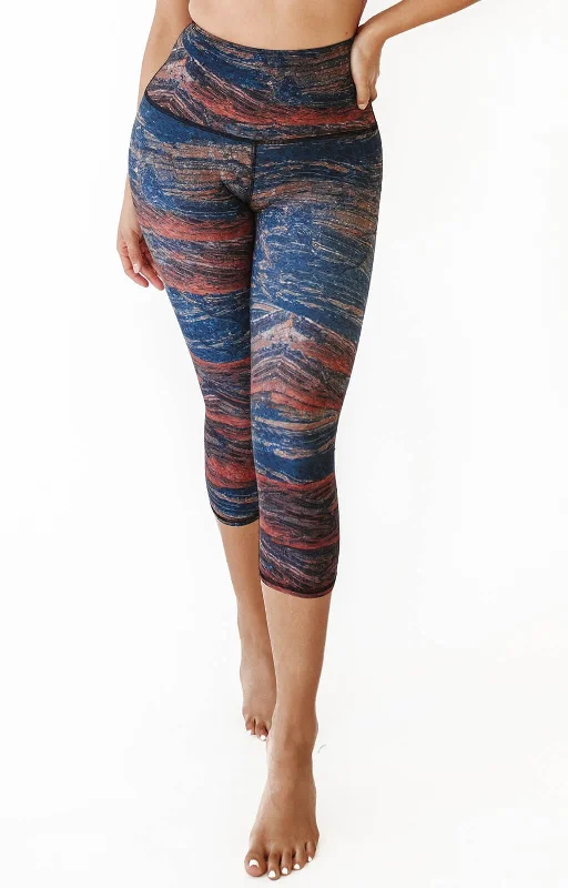 Full-Length Yoga Pants -Pedra Printed Yoga Crops