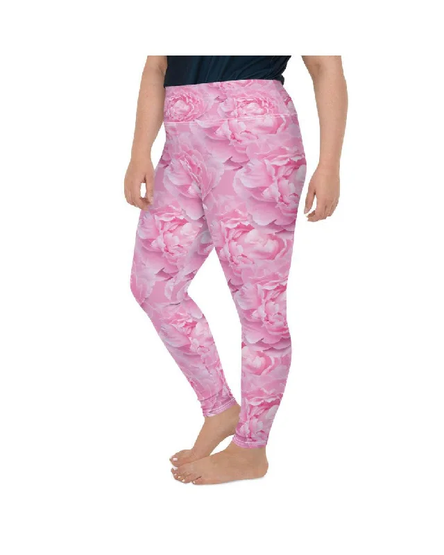 Yoga Pants for Improving Flexibility -Peony Flower Plus Size Leggings