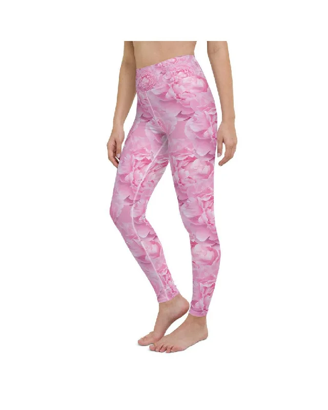 Supportive Compression Yoga Pants -Peony Flower Yoga Pants