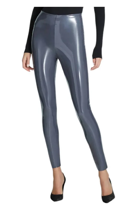 Soft Yoga Shorts for Enhanced Flexibility -Perfect Faux Patent Leather Legging In Slate Soft Yoga Shorts for Enhanced Flexibility -Perfect Faux Patent Leather Legging In Slate