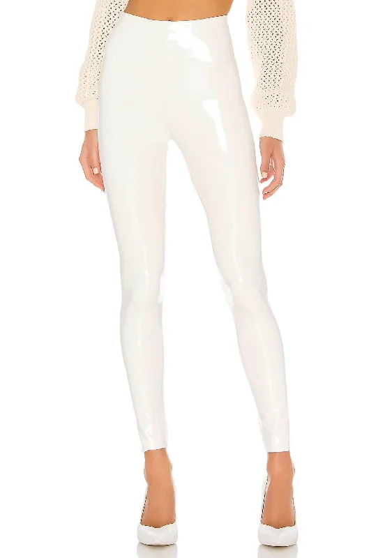 Yoga Shorts for Women with Maximum Comfort -Perfect Faux Patent Leather Legging In White