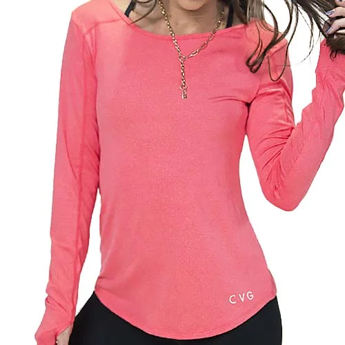Yoga Tops for High-Intensity Training -Performance Long Sleeve Shirt | Watermelon