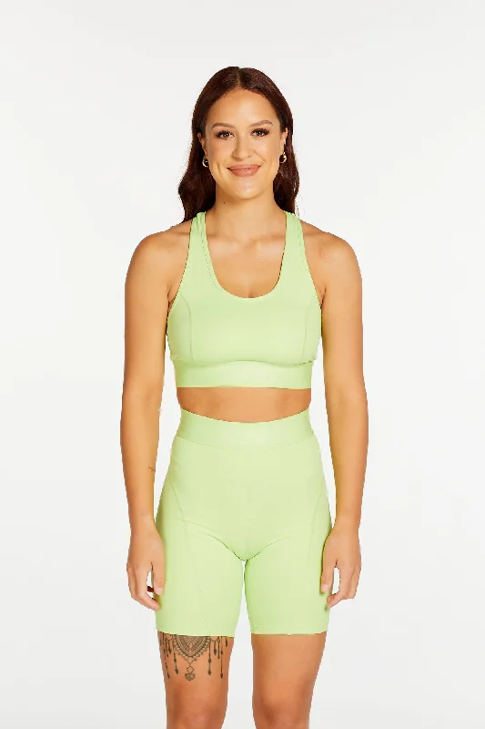 Breathable Yoga Shorts for Summer Workouts -TRACK PANEL BIKE SHORT LIME