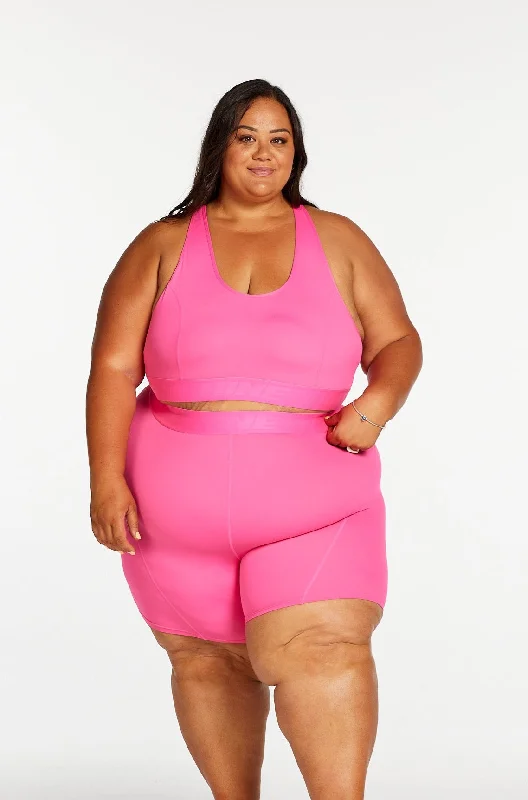 Lightweight Yoga Shorts -TRACK PANEL MID SHORT PINK