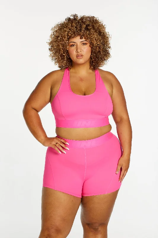 Yoga Shorts for Comfortable Workouts -TRACK PANEL SHORT SHORT PINK