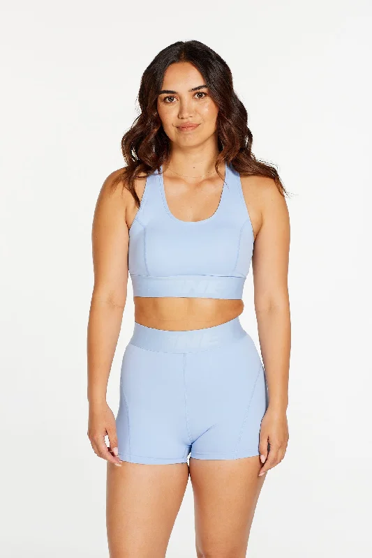 Soft Yoga Shorts for Posture Support -TRACK PANEL SHORT SHORT SKY BLUE