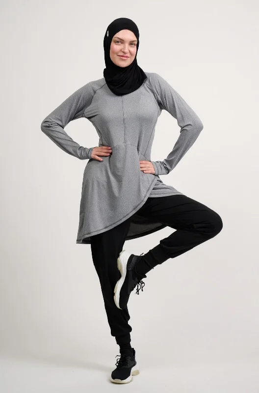 Yoga Tops for Stretching and Flexing -Performance Top- Heather Grey