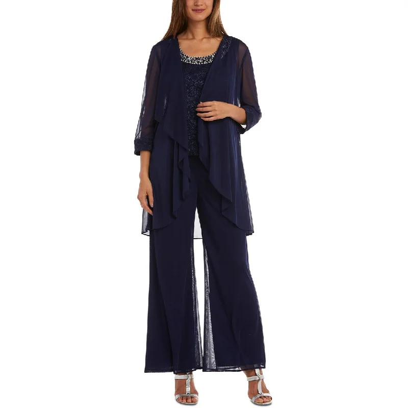 Premium Yoga Shorts for Comfort -Petites Womens 3PC Lace Trim Pant Outfit